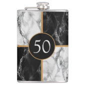 Zwart wit marmeren kolf gepersonaliseerd uw ontwer heupfles (Voorkant)