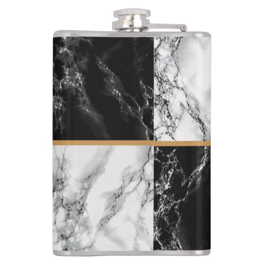 Zwart wit marmeren kolf gepersonaliseerd uw ontwer heupfles (Achterkant)