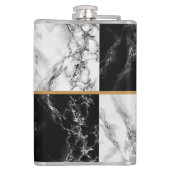 Zwart wit marmeren kolf met aangepaste uw brief heupfles (Achterkant)