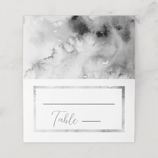 Zwart-wit Marmeren Lijst Formeel Script Bruiloft (Buitenkant ongevouwen)