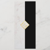 Zwart Wit Marmeren Monogram Kalligrafie Faux Gold Menu (Achterkant)