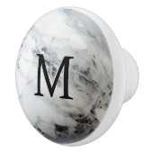Zwart wit marmeren Orb Monogram Initiaal Keramische Knop (Rechts)