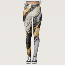 Zwart-wit marmeren patroon met goud leggings