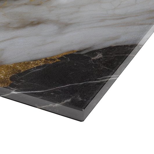 Zwart-wit marmeren patroon met goud snijplank (Hoek)