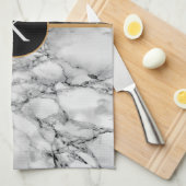 Zwart-wit marmeren steen - Uw brief toevoegen/Meer Theedoek (Quarter Fold)