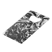 Zwart & Wit Marmeren Stijl Kredietkaart Flessenopener (Achterkant Gekanteld)