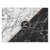 Zwart wit marmeren tafelkleed met aangepaste lette (Voorkant (Horizontaal))