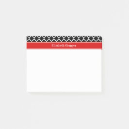 Zwart-wit Marokkaans #5 Monogram met rode naam Post-it® Notes