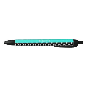 Zwart wit Marokkaans monogram #5 Brt Aqua Name Zwarte Inkt Pen