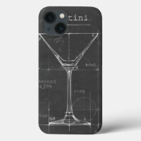 Zwart & Wit Martini Glas Blauwdruk