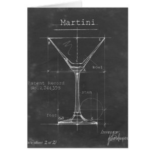 Zwart-wit Martini Glass Blueprint