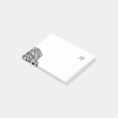 Zwart-Wit Medaillon Monogram Post-it® Notes (Schuin)