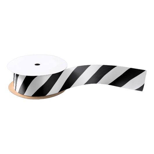 Zwart-wit Medium Diagonaal Stripes Lint (Spoel)