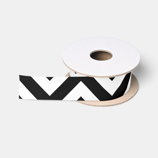 Zwart-wit Medium Horizontaal Chevron Lint (Spoel)