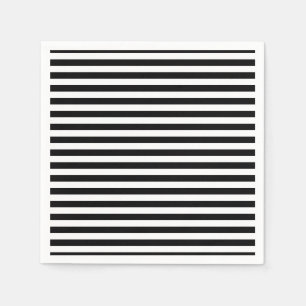 Zwart-wit Medium Horizontale Strepen Papier Servet
