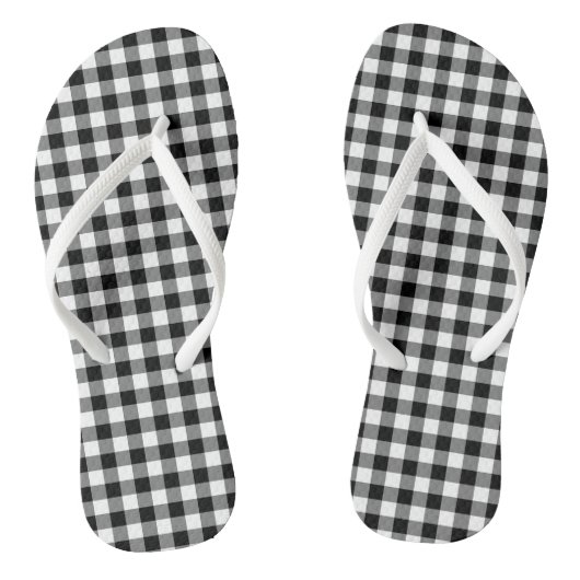 Zwart-wit Medium Size Gingham-controles Teenslippers (Voetbed)