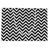 Zwart-wit Medium Size Horizontale Chevron Groot Cadeauzakje (Achterkant)