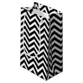 Zwart-wit Medium Size Horizontale Chevron Klein Cadeauzakje (Voorkant Gekanteld)