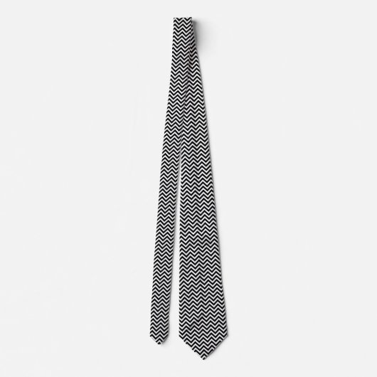 Zwart-wit Medium Size Horizontale Chevron Stropdas (Achterkant)