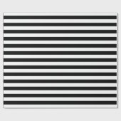 Zwart-wit Medium Size Horizontale Stripes Cadeaupapier (Vlak)