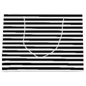 Zwart-wit Medium Size Horizontale Stripes Groot Cadeauzakje (Voorkant)