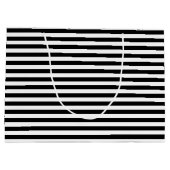 Zwart-wit Medium Size Horizontale Stripes Groot Cadeauzakje (Achterkant)