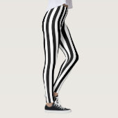 Zwart-wit Medium Size Verticale Stripes Leggings (Rechts)