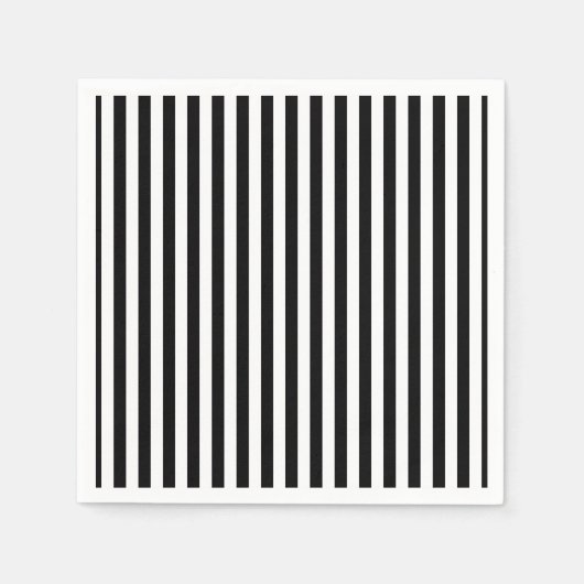 Zwart-wit Medium Size Verticale Stripes Papier Servet (Voorkant)