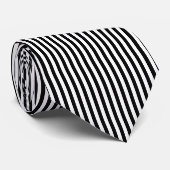 Zwart-wit Medium Size Verticale Stripes Stropdas (Opgerold)