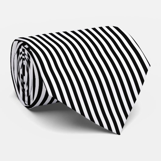 Zwart-wit Medium Size Verticale Stripes Stropdas (Opgerold)