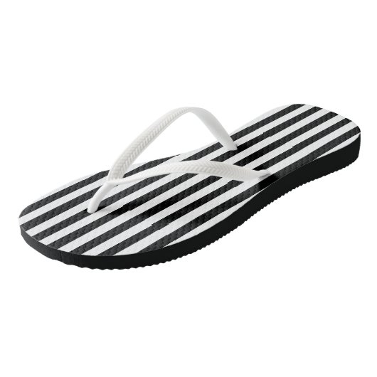 Zwart-wit Medium Size Verticale Stripes Teenslippers (Schuin)