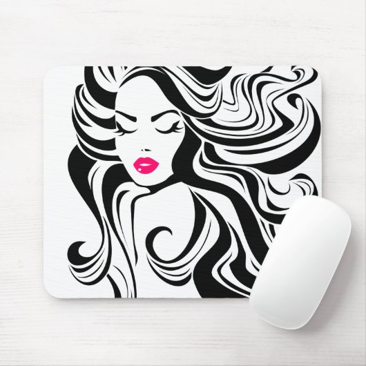 Zwart-wit meisje muismat (Met muis)