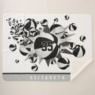 zwart wit meisjes sportkamer basketballen sterren sherpa deken