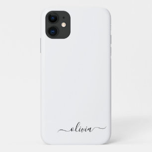 Zwart wit meisjesmonogram Naam Modern iPhone 11 Hoesje