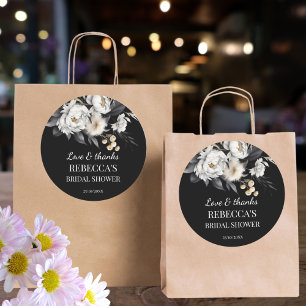 Zwart-wit melancholische boho bruiloftsfeest cadea ronde sticker