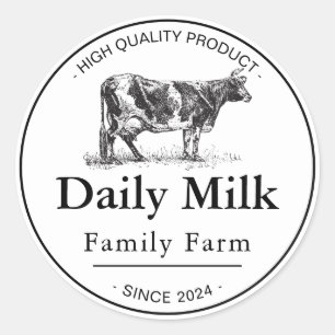 Zwart-wit Melk Familie Boerderij Ronde Sticker
