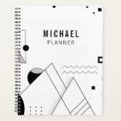 Zwart-wit Memphis Gepersonaliseerde naam Planner (Voorkant)