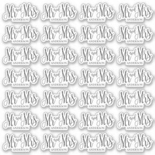 Zwart-wit meneer en mevrouw. Modern huwelijkslette Sticker