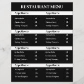 Zwart-wit menuontwerp, eenvoudig menuontwerp flyer (Achterkant)