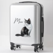 Zwart-wit Meow Kat Sticker (Koffer)