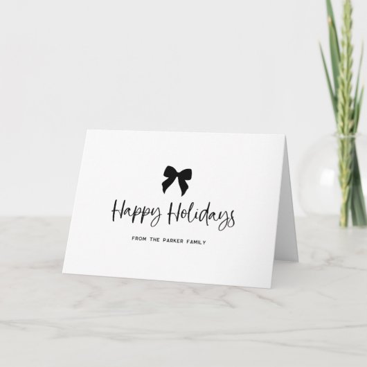 Zwart-wit met boog | Prettige feestdagen €? (Voorkant)