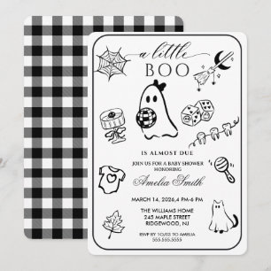Zwart wit met de hand getekende Halloween Thema Ba Kaart