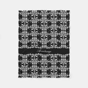 Zwart-wit met de naam Damask Fleece Deken