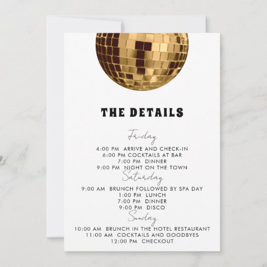 Zwart-wit met goud Laatste Disco Bachelorette Kaart (Achterkant)