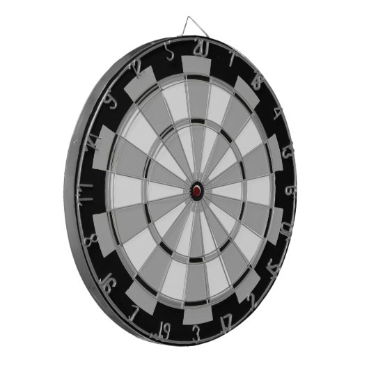 Zwart-wit met Grey Stack Regeling Dartbord (Voorkant Links)