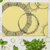 Zwart wit met handtekening cirkels lijnen Starburs Theedoek (Gevouwen)