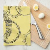 Zwart wit met handtekening cirkels lijnen Starburs Theedoek (Quarter Fold)