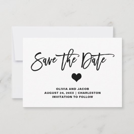 Zwart-wit met hart | Foto terug Save The Date (Voorkant)