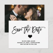 Zwart-wit met hart | Foto terug Save The Date (Voorkant / Achterkant)