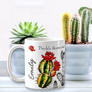 Zwart-wit met kleurrijk Cactus Inspirerend Koffiemok